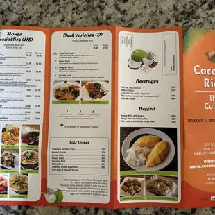the menu of the restaurant