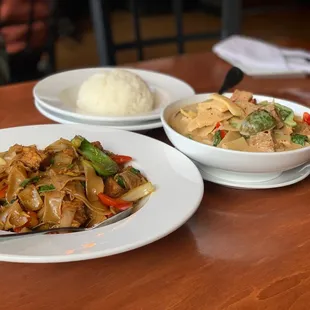 two plates of food on a table