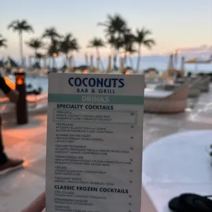 Drink menu