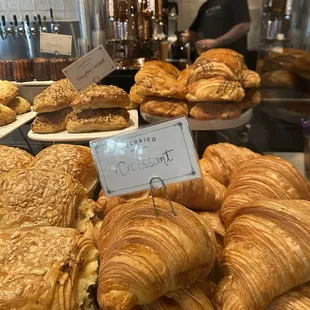 Pastries, view of the coffee preparation
