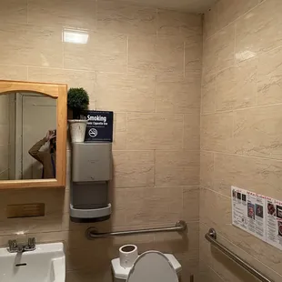 1 single restroom, extra wide door. Big for NYC