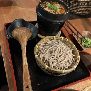 Pork Kimchi dip soba