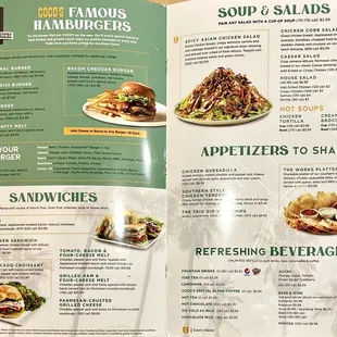 Burgers, Salads &amp; Appetizers Menu