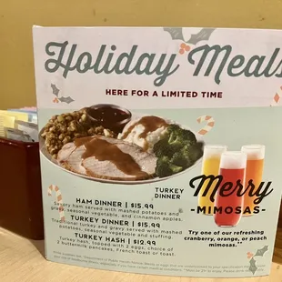 Holiday menu Meals