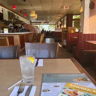 a glass of water on a table
