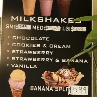 Milkshakes, banana splits, &amp; waffle cones.