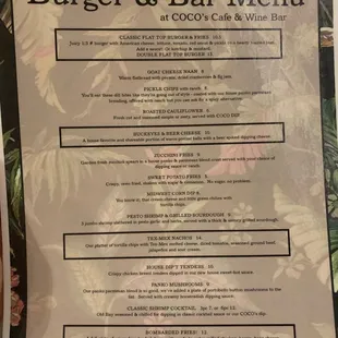 menu