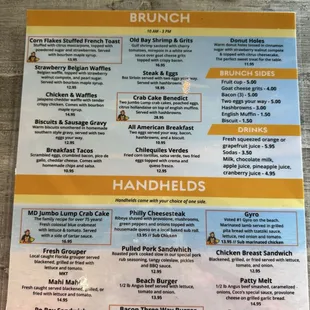 Brunch menu
