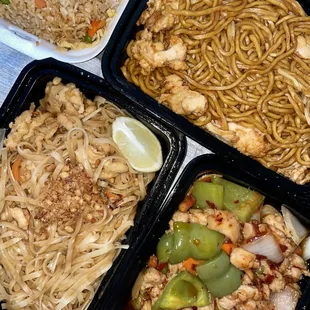 a variety of asian food