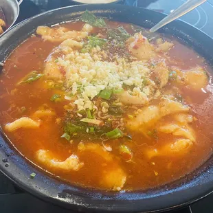 Poached fish in chili oil