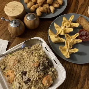 Coco&apos;s Special Fried Rice, crab rangoon, sweet and sour chicken