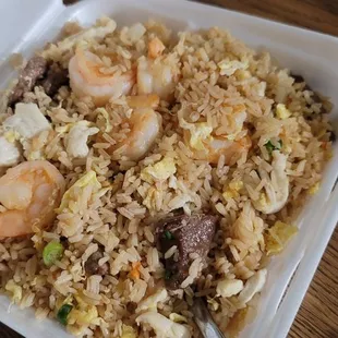 Coco&apos;s House Special Fried Rice with Shrimp, Beef and Chicken.
