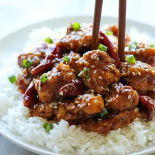 sesame chicken with white rice