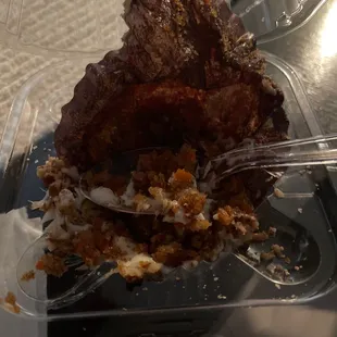 Carrot cupcake I turned it upside down the icing was wayyy to sweet for me
