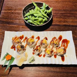 Edamame and Coco's eel roll