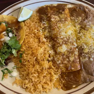 Taco and enchilada lunch plate.
