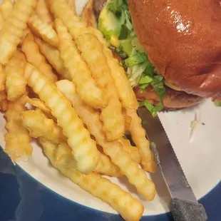 Avacado burger and fries