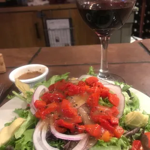 house salad and 1/2 price wine!!