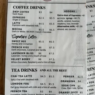 menu