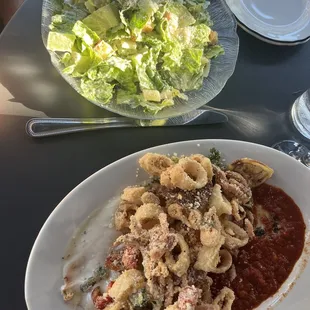 Calamari &amp; Caesar salad