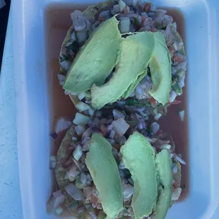 Shrimp Camaron Ceviche de Pescado Tostada