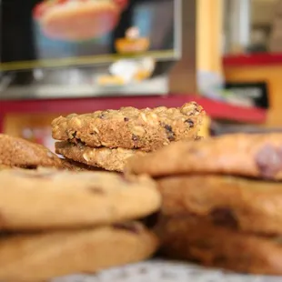 daily fresh baked cookies - choc chip, oatmeal raisin, peanut butter