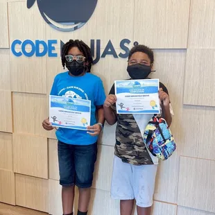 Two certified Minecraft coders...thank you Code Ninjas!