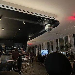 Bar after dark! Love the disco ball
