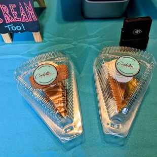 Biscoff cheesecake (left) and caramel crunch cheesecake. They are nothing short of amazing!