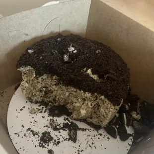 Half eaten Oreo cheesecake ! Couldn't wait for the pic before digging in