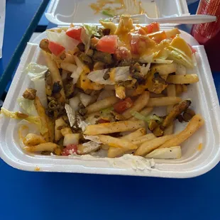 Chicken gyro loaded fries