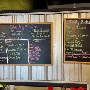 a menu on a blackboard