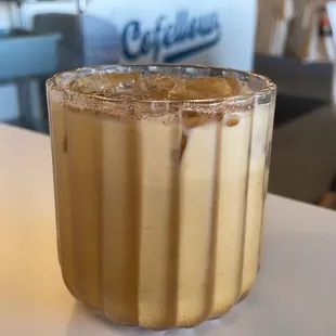 a cold beverage in a glass