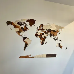 a map of the world on a wall