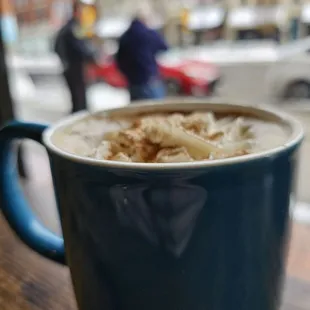 What says &apos;winter cozy&apos; more than a Vanilla Nut Spice latte at a window seat?