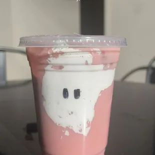 This was a season special &quot;boo-berry latte&quot; but I had it made with chai instead of coffee.