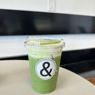 iced matcha latte cream top
