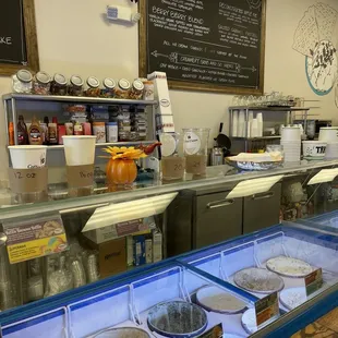 a display of different types of ice cream