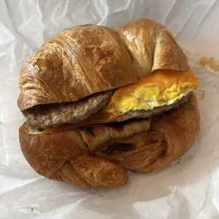 Croissant Sausage Egg &amp; Cheese Sandwich