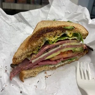 Roast beef on wheat.  No onion or bacon.