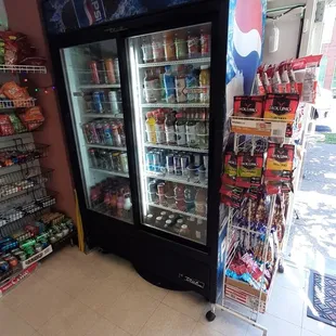 a display of drinks and beverages