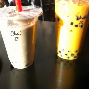Thai tea and Chai tea bobas