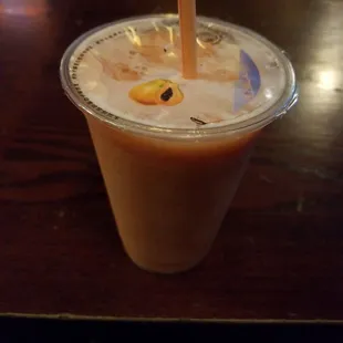 Pretty good smoothie.  Mixed passion fruit and strawberry.