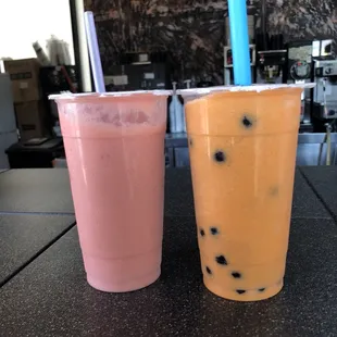 two drinks on a table