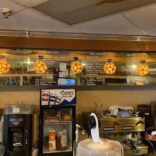 menus and coffee machines