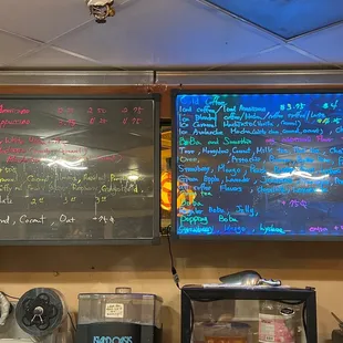 Flavor options, coffee &amp; smoothies menu
