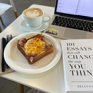 Madagascar latte and Bacon Egg and Cheese Toast!! Happiness 3