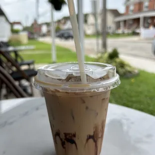 a cup of coffee on a table