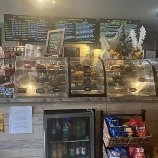  display of coffee beans and pastries