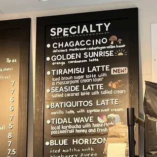 Specialty drink menu on 9/2/2024